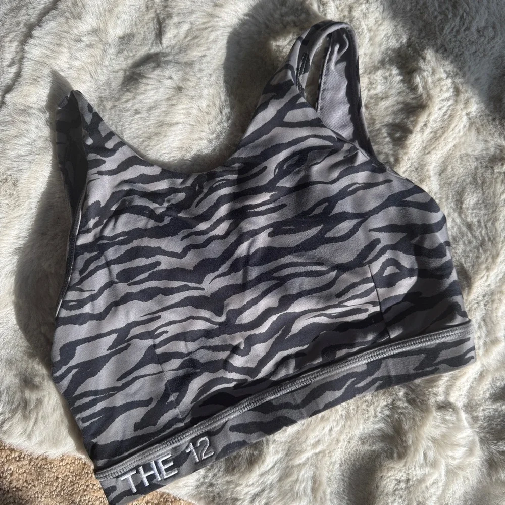 Mono B Black and Gray Zebra Sports Bra